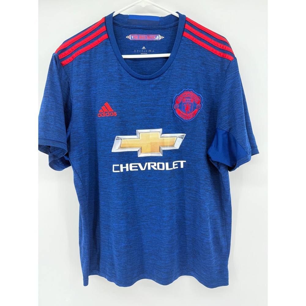 Adidas‎ Manchester United Soccer Club Jersey Kids XL Blue Red Football MUFC